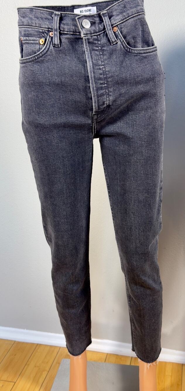 Re/Done 90s High-Rise Women’s Ankle Crop Jeans in Stoned Noir Size 26 Originals
